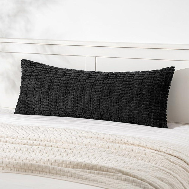 MIULEE Pack of 1 Black Long Body Lumbar Decorative Throw Pillow Cover 14x36 Inch for Halloween Bed Couch Sofa Living Room Soft Boho Pillow Cover Modern Farmhouse Home Decor