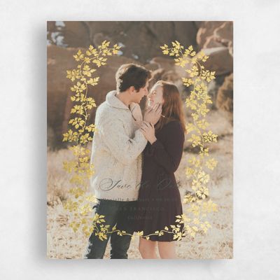 Dark Seaweed, Green Wedding Save the Date - Edera Photo Foil