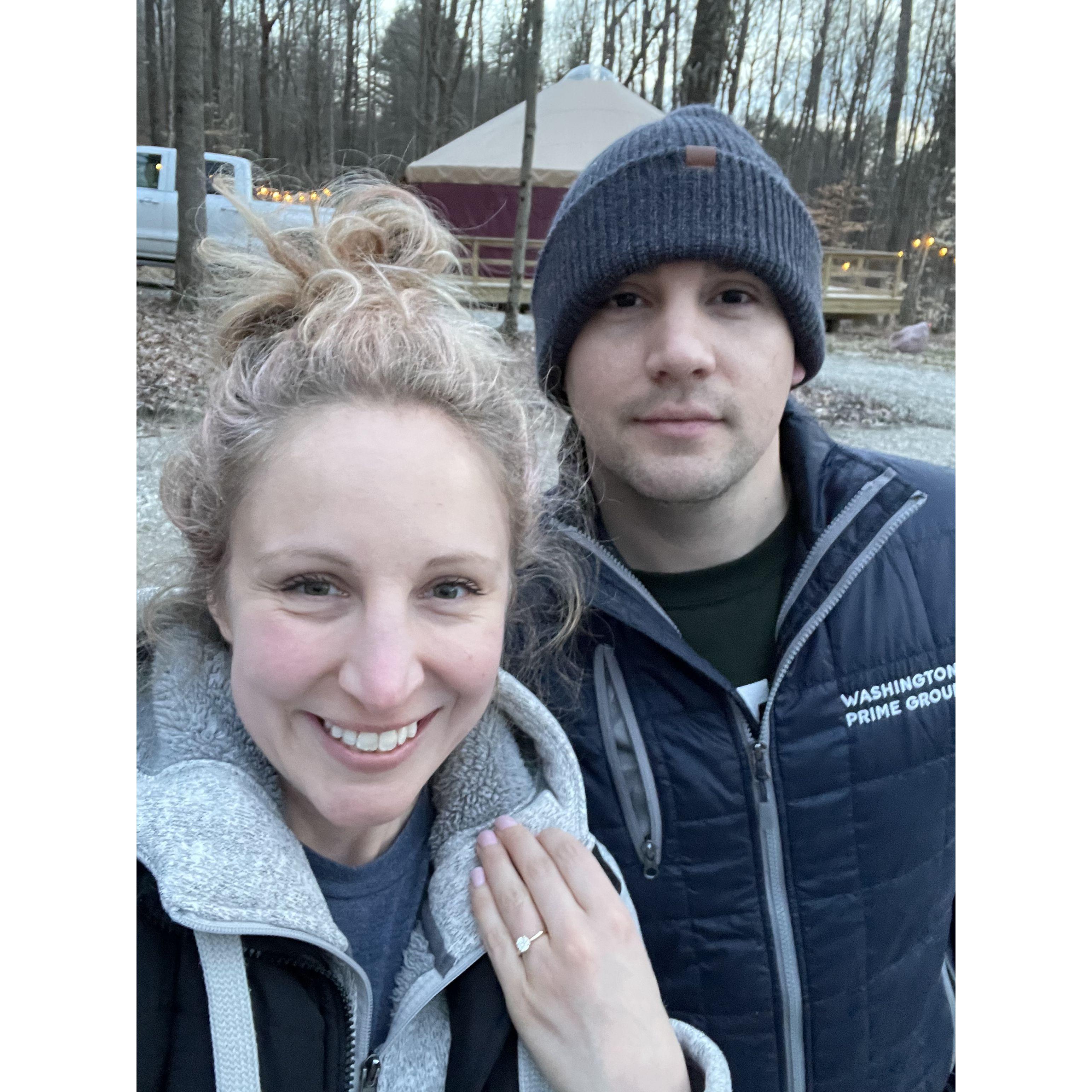 Our favorite trip to Hocking Hills so far! This is the day we got engaged! We stayed in a cute little yurt!
