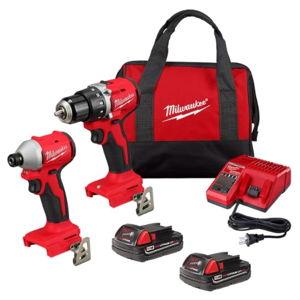 Milwaukee M18 Cordless Brushed 2 Tool Drill/Driver and Impact Driver Kit