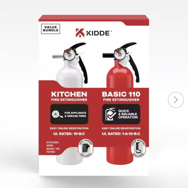 Kidde Residential and Kitchen 1-A:10-B:C Class ABC and Class BC 5.5 lbs. Fire Extinguisher (2-Pack), FA110G;M10G 21030930