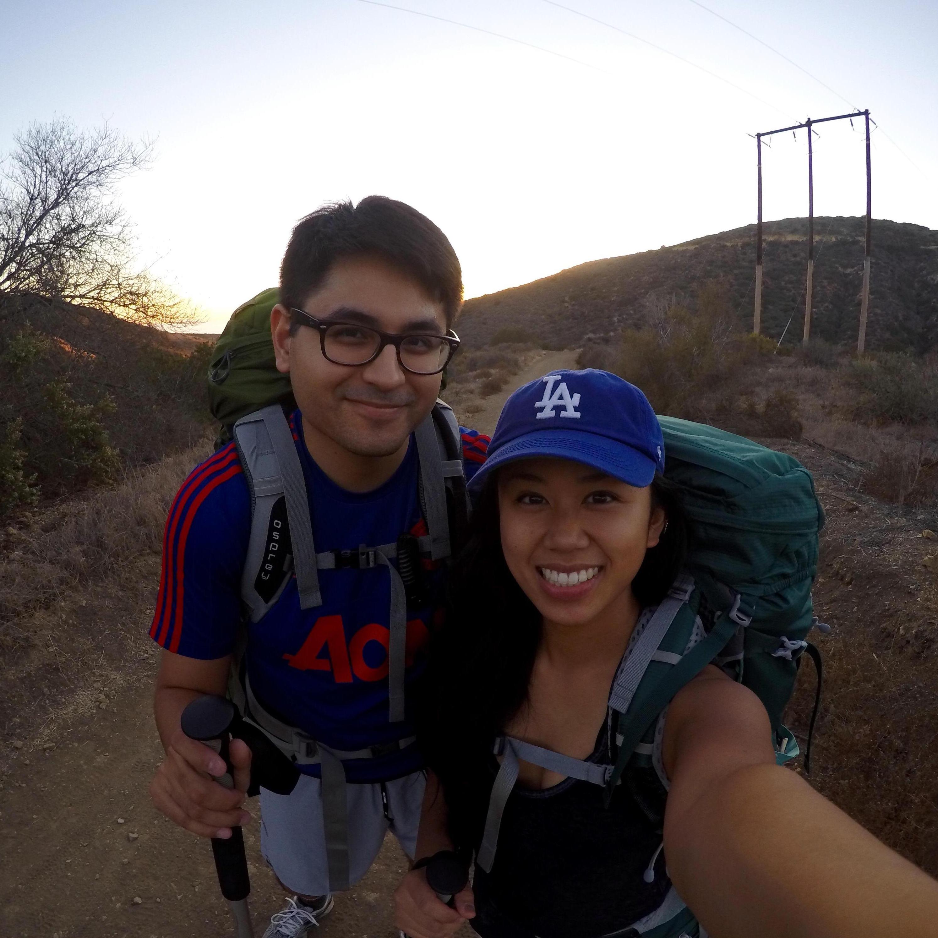 Backpacking to our campground at Crystal Cove State Park in Laguna Beach
