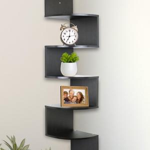 Greenco 5 Tier Wall Mount Corner Shelves Espresso Finish