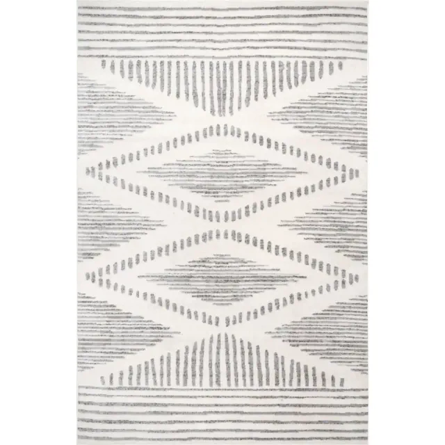 Nuloom Briggs Geometric 9x12 Indoor Area Rug for Living Room Bedroom Dining Room Kitchen, Light Grey/Ivory