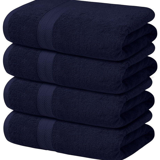 Avalon Towels Navy Blue Bath Towels Set of 4 pcs (27x54 inches), 100% Cotton Towel Absorbent and Quick Dry Navy Towel for Bathroom, Super Soft and Perfect for Daily Use