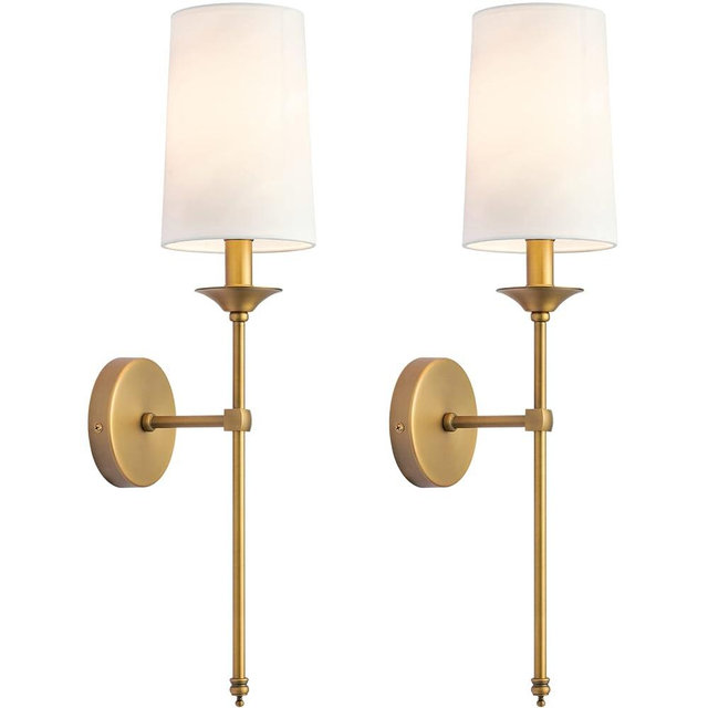 PASSICA DECOR Gold Wall Sconces Set of 2 Pack Candle Terrace Wall Light Antique Brass Vintage Lamp for Bedroom Living Room Dining Farm House Gold Light Fixture