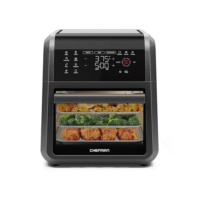 Chefman Air Fryer Oven - 12-Quart 6-in-1 Rotisserie Oven and Dehydrator, 12 Presets with Digital Timer and Touchscreen, Family Size XL Airfryer Countertop Convection Oven, Dishwasher-Safe Parts, Black