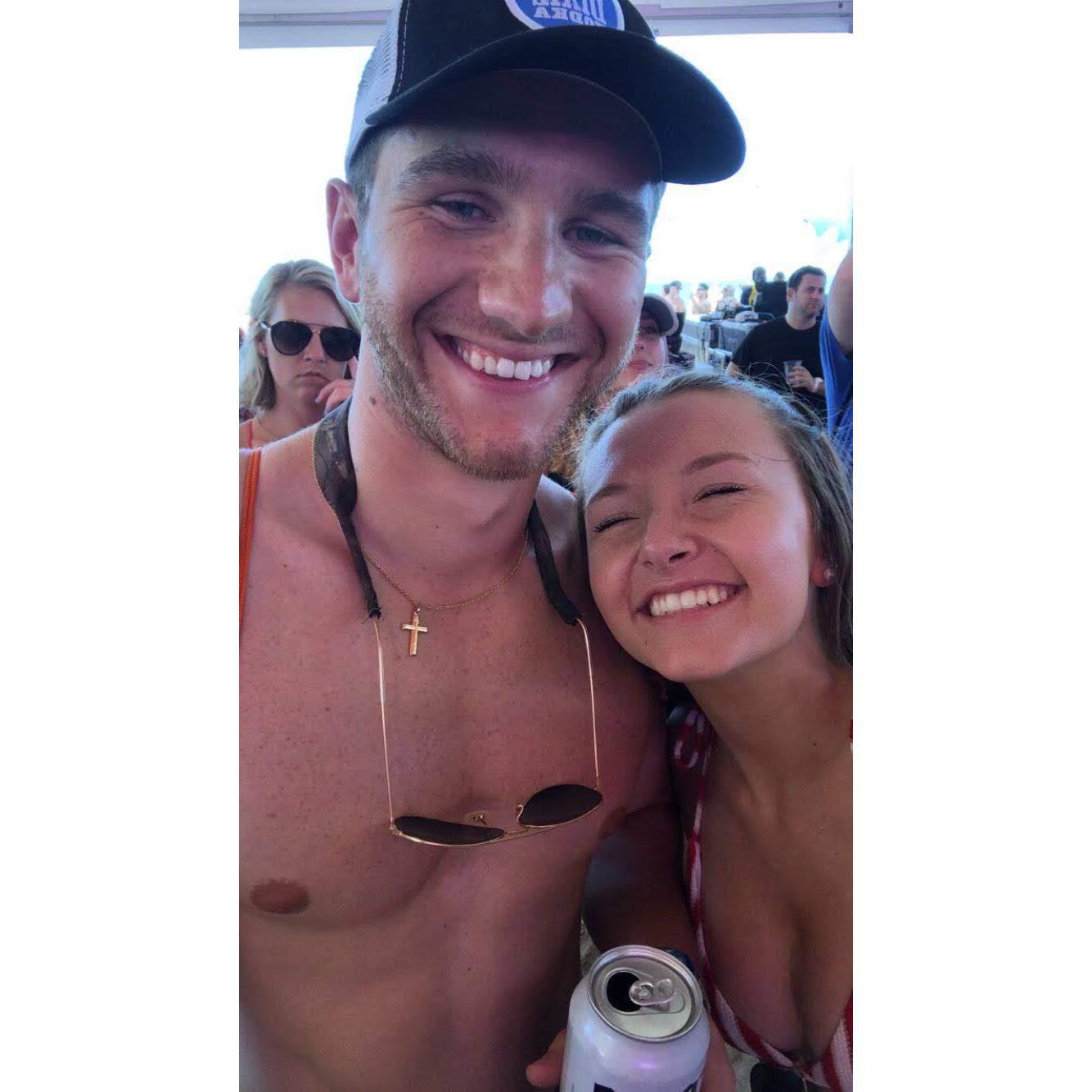 Day 1 of Tortuga Music Festival, waiting for Travis Denning!