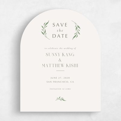 Green Arch Wedding Save the Date - Clairemont Portrait