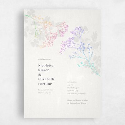 Linen, White Wedding Invitation - Reverie Bloom