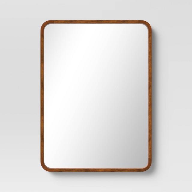 22" x 30" Rounded Rectangle Wall Mirror Walnut Brown - Threshold™