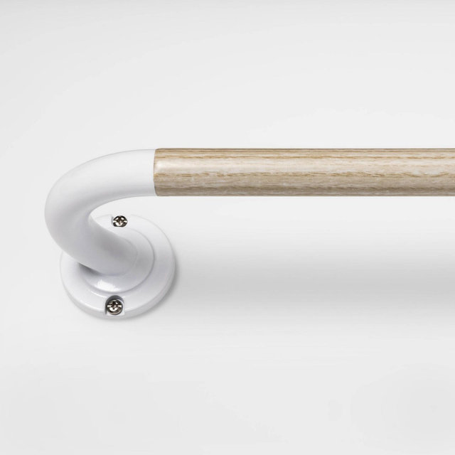28 - 48" Blackout Curtain Rod Natural Wood/White - Pillowfort™