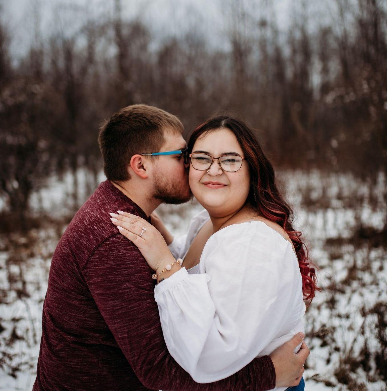 Our engagement photo shoot at High Cliff state park
