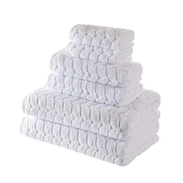 Bagno Milano Jacquard Luxury Turkish Towels,%100 Turkish Cotton Quick Dry Super Soft and Absorbent Plush Towels, Made in Turkey (White, 6 pcs Towel Set)