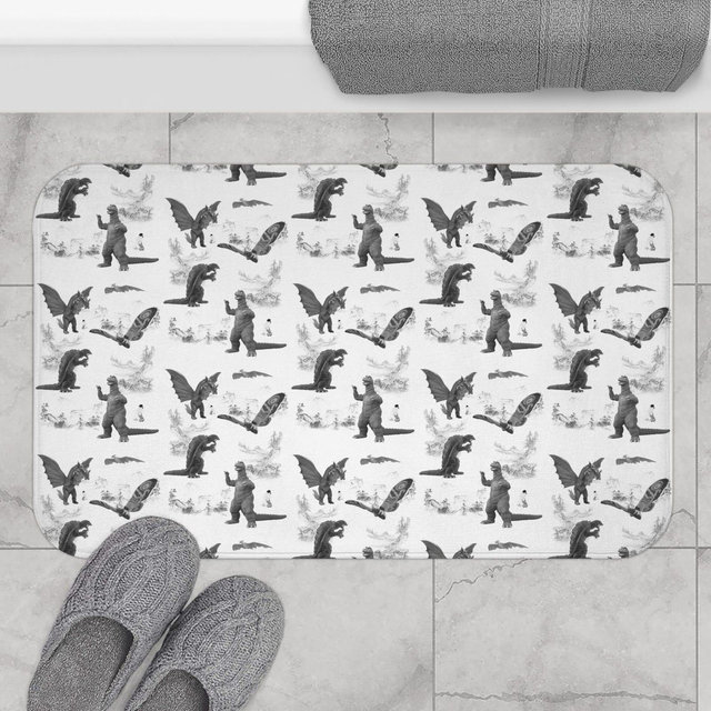 King of Monsters Bath Mat Godzilla, Gamera, King Ghidorah, Mothra, Custom Made to Order Bathroom Rug