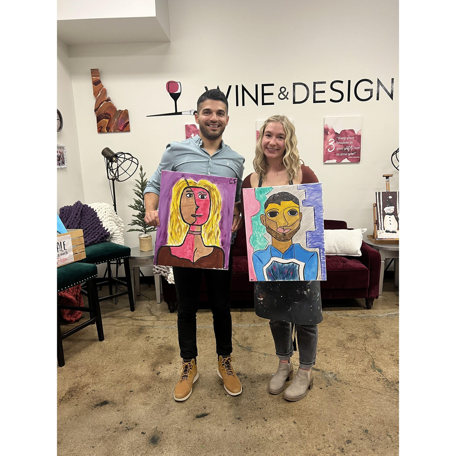 Our Picasso versions of one another -- a fun date!