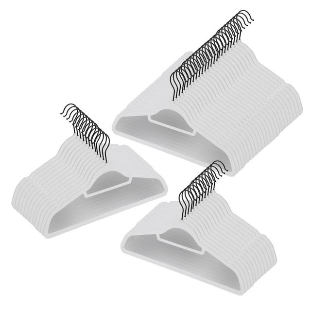 Squared Away™ Velvet Slim Suit Hangers in White with Matte Black Hook (Set of 50)