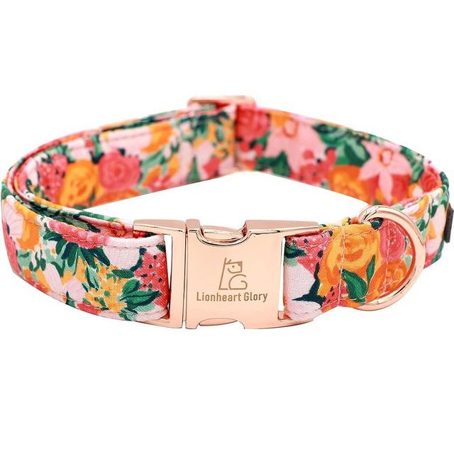 Lionheart glory Premium Floral Dog Collars Spring Dog Collar, Adjustable Heavy Duty Girl Dog Collar for X-Small Dogs