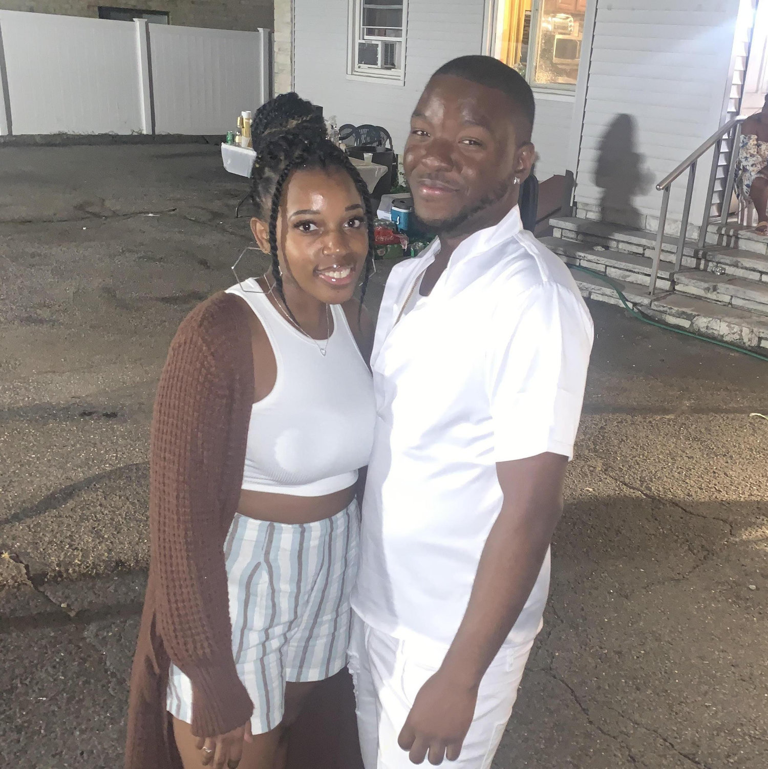 September 2021: Our very first picture together at Travane's birthday party.. a few months before we were official.
