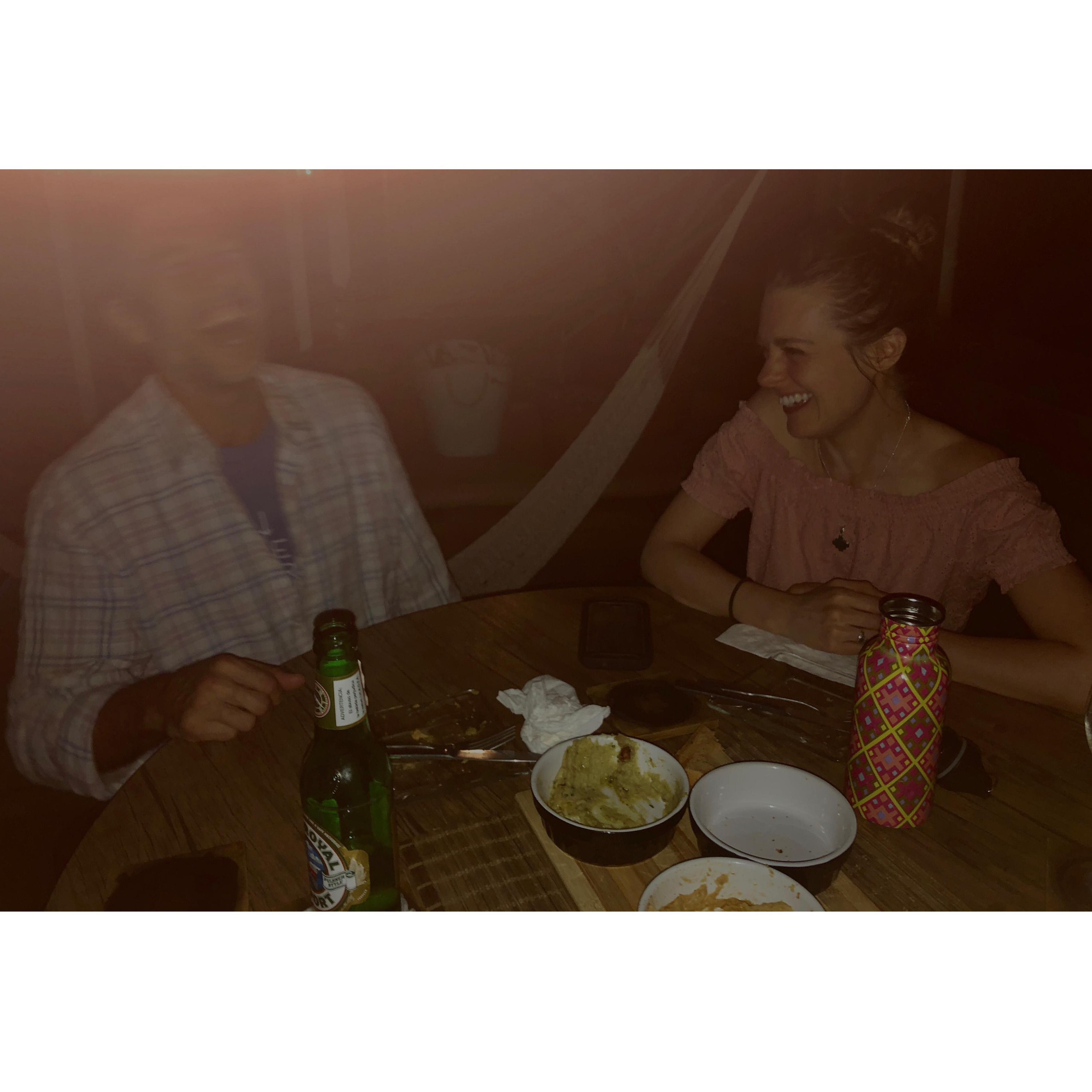 Cracking Erik up in Roatan