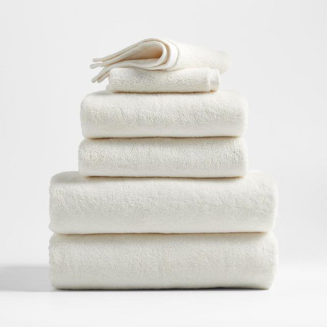 Ivory Organic Turkish Cotton Bath Towels, Set of 6