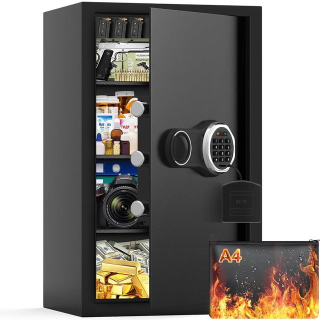Large Fireproof Safe Box with Fireproof Document Bag, 4.5 Cubic Personal Fireproof Safe with Backlit Keypad, Anti-Theft Security Home Safes for Money Documents Jewelry Valuables