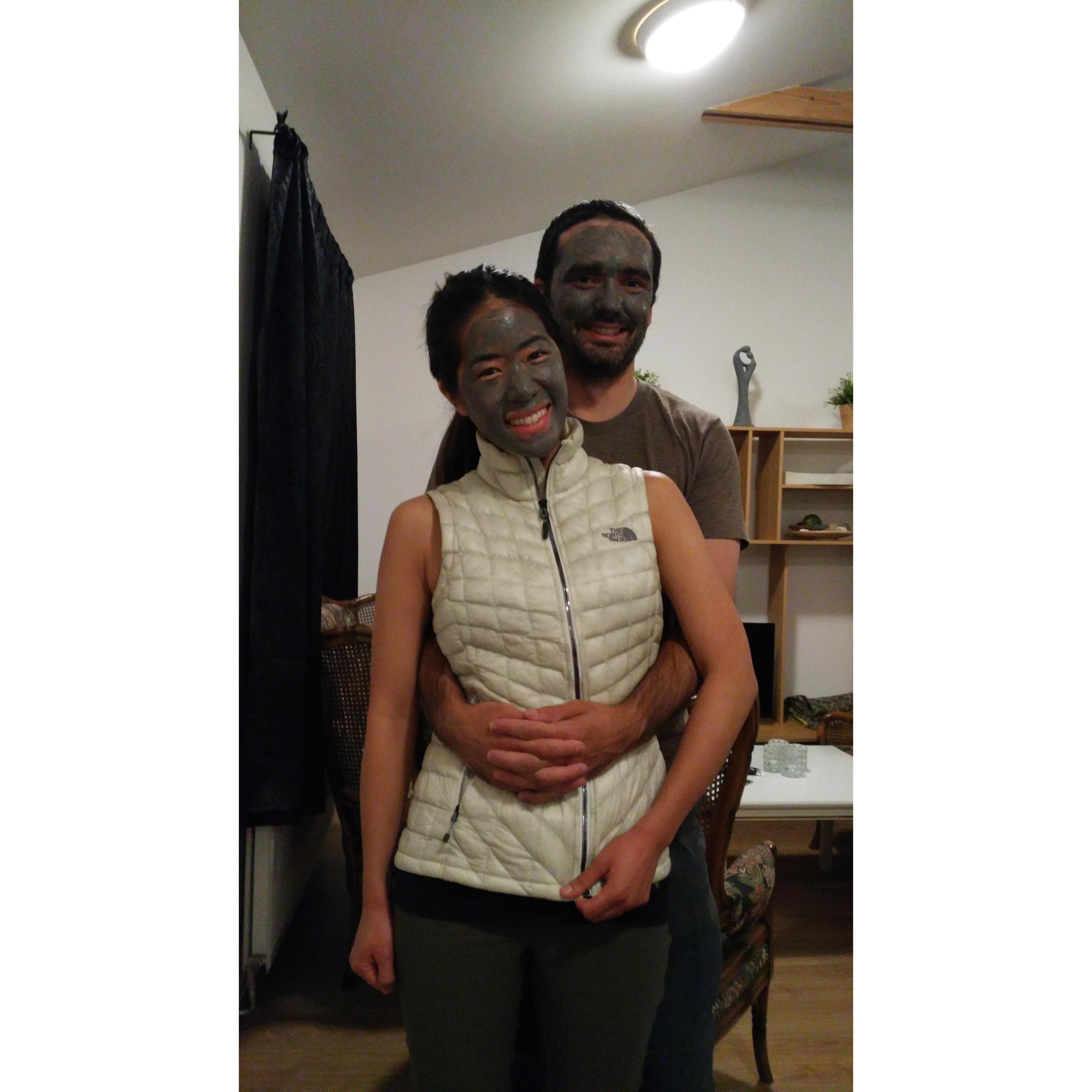 Mud masks in Iceland. Maybe not the best picture of us, but we like it.
