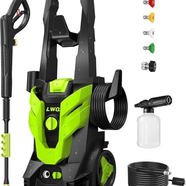 Pressure Washer, Washer with 4 Quick Connect Nozzles, Pressure Cleaning Machine with Foam Cannon for Cars/Fences/Driveways/Patios/Home Cleaning