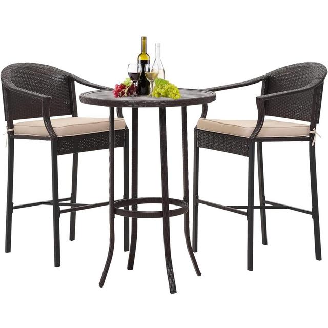 3 Piece Outdoor Bar Table Set