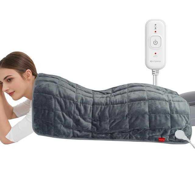 Comfytemp Far Infrared Large Heating Pad 17"×33" for Deeper Back & Period Relaxation, FSA Eligible Weighted Electric Heat Pad with Evenly Filling Ceramic Bead for Better Fit, HSA King Size Heated Pad