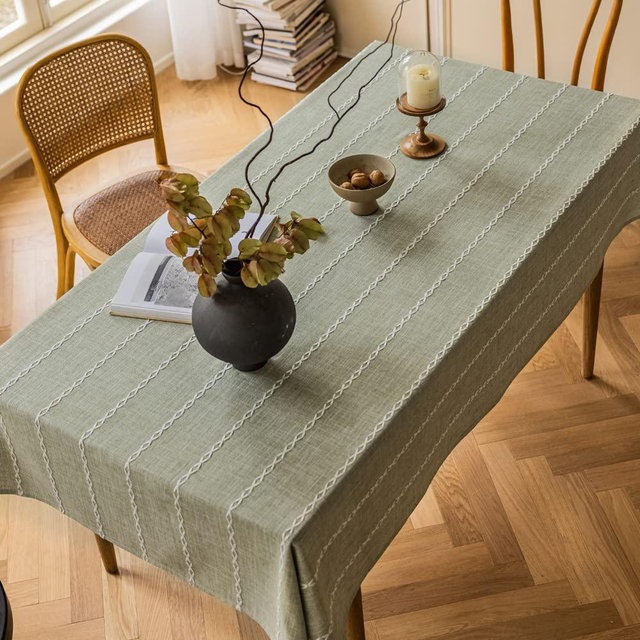 Zobesta Green Tablecloth Cotton Linen Table Clothes for Rectangle Tables, Heavy Weight Washable Farmhouse Soft Tablecloth for Kitchen Dinning Party (Sage Green, 53 x 98 Inch)