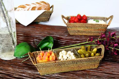 Calaisio ~ Serving Glass Dish Collection ~ Basket with Glass Bowl Set of 2, Price $86.00 in Charleston, SC from Jeffrey Bannon Ltd.