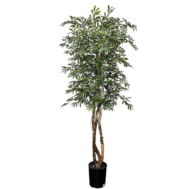 Hand-Made 6.5' Deluxe Artificial Olive Tree, Artificial Plant, Cypress & Alabaster