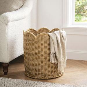Marseille Scalloped Tote Basket - 15.75"Diam x 17.5"H