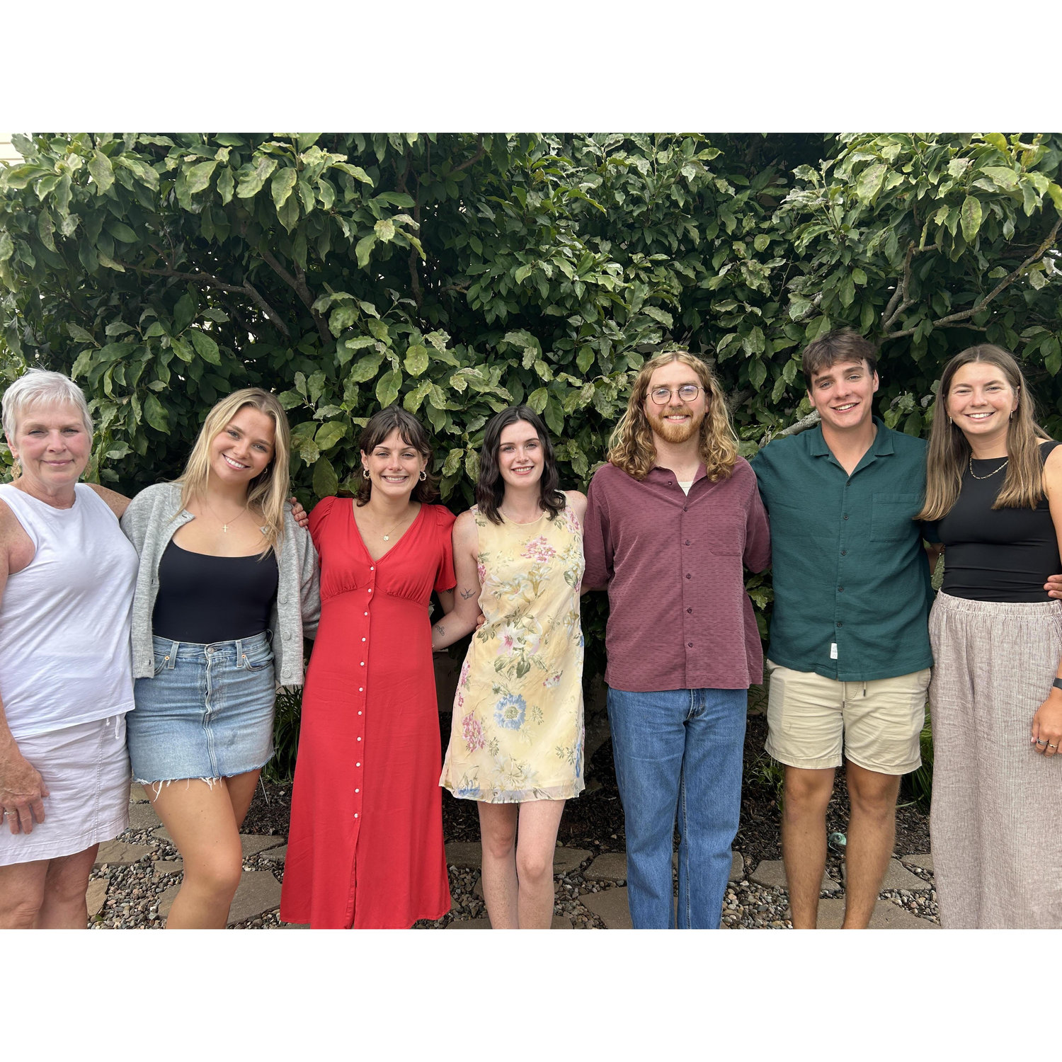 Our engagement party, pictured here with Lily's family, a nice treat to have everyone all in one place! Sandra, Kimberly, Mia, Lily, Andrew, Ben, Erin-- Aug. 23rd 2025