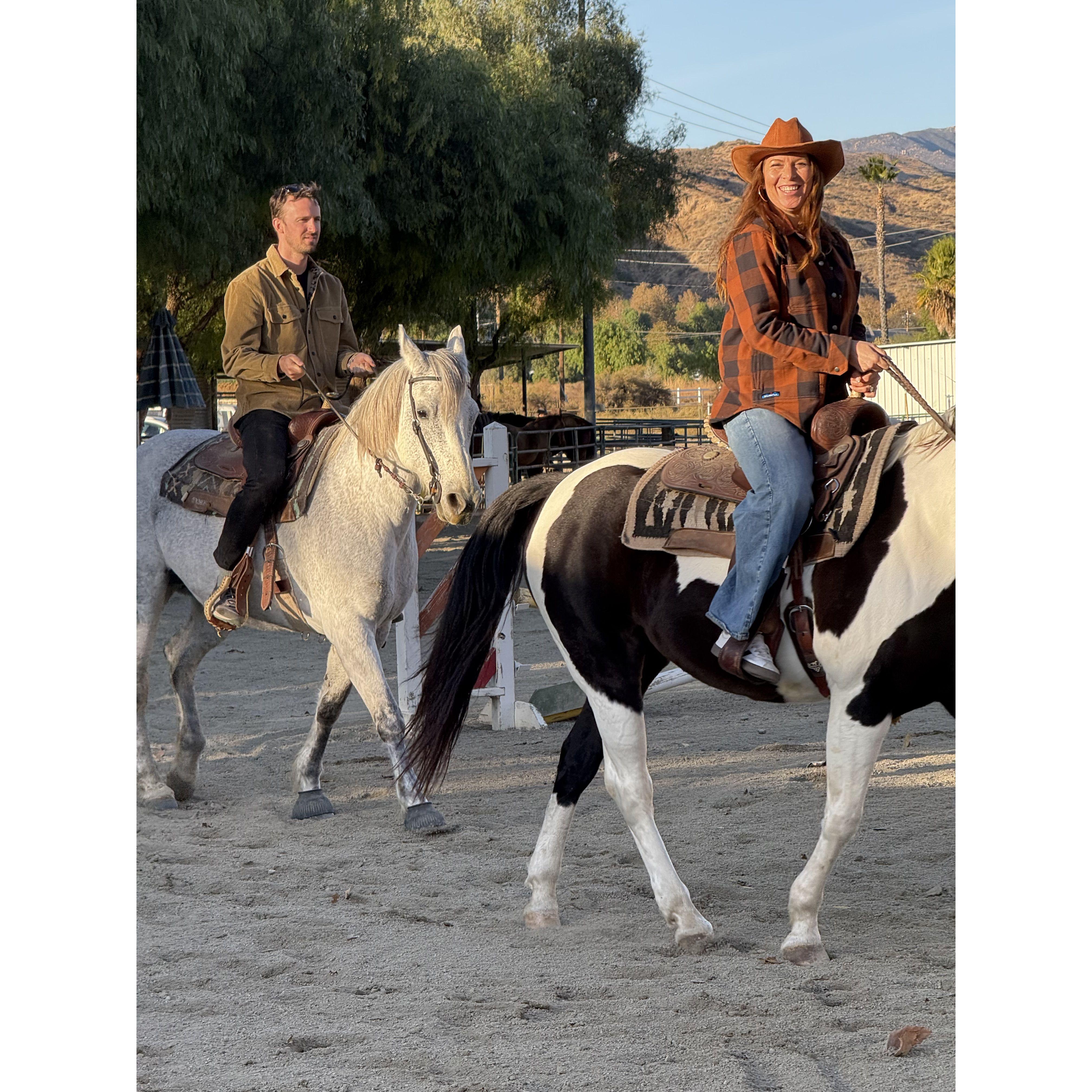 We love to ride horses together
