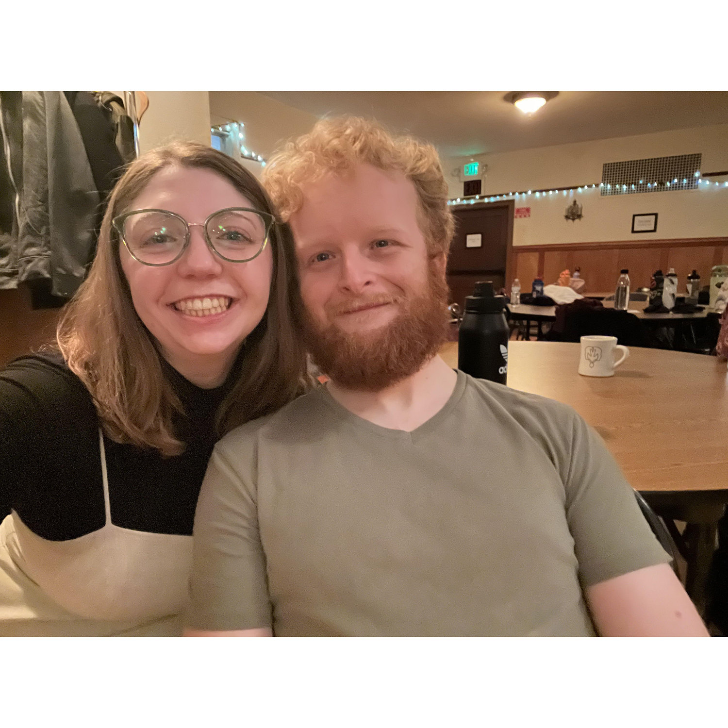 We love to swing Dance. This is a photo of the two of at one our favorite dance halls in Portland.