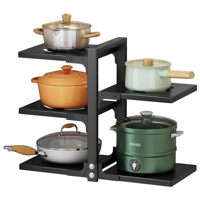 YANYYGu Pots and Pans Organizer for Cabinet, Heavy Duty Pot Pan Rack under Sink Organizers and Storage，Kitchen Cabinet Organizer with 5 Adjustable Tiers