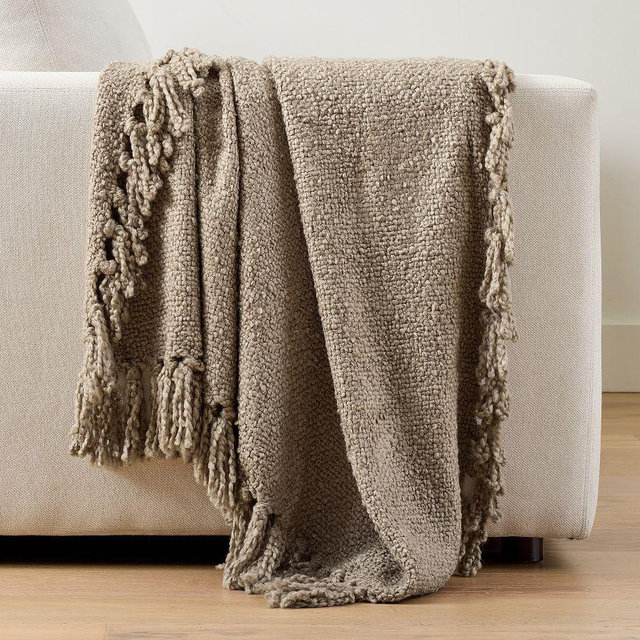 Dreamy Handwoven Fringe Throw, Drizzle, 50" x 60"
