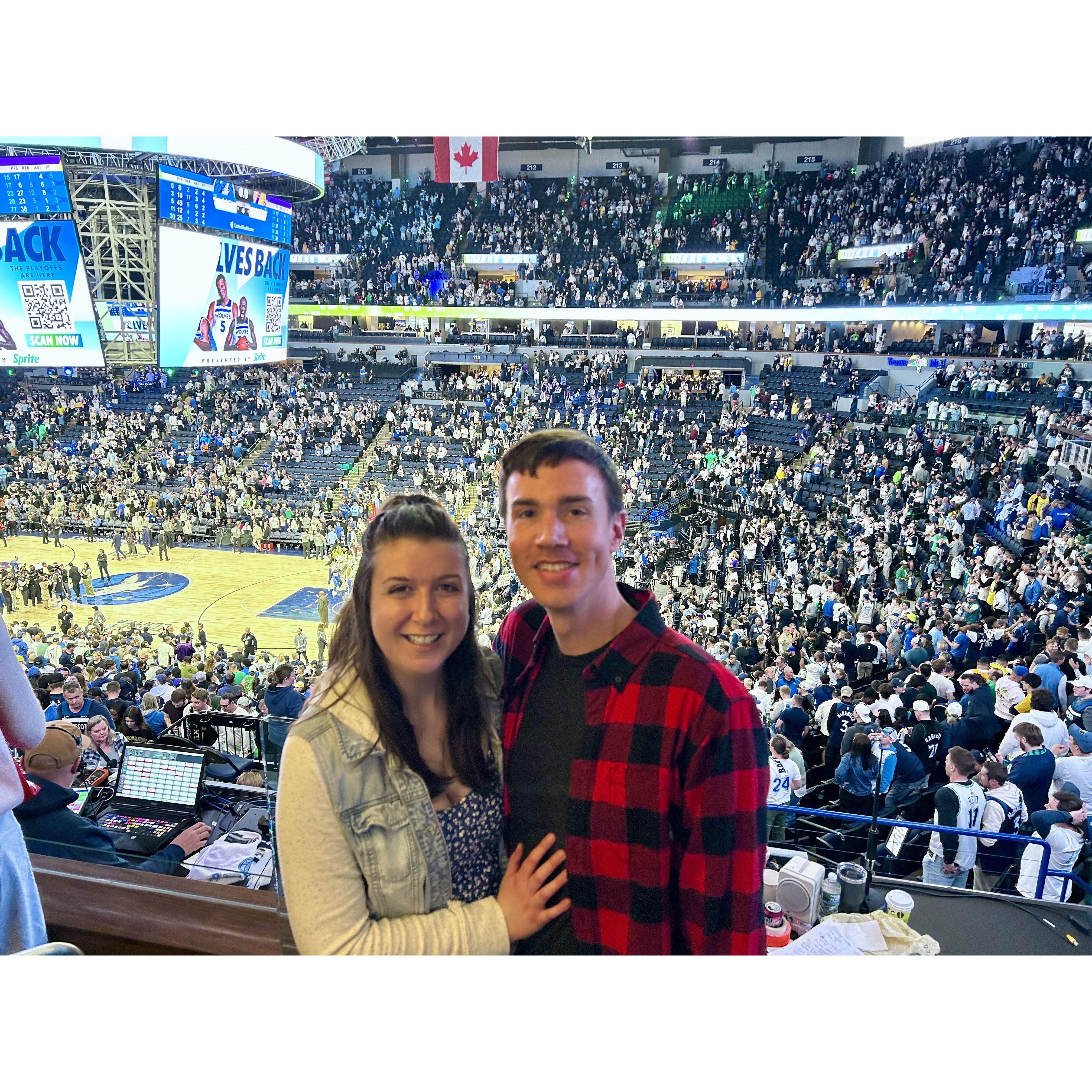 Joe won box seat tickets to a Timberwolves championship game!