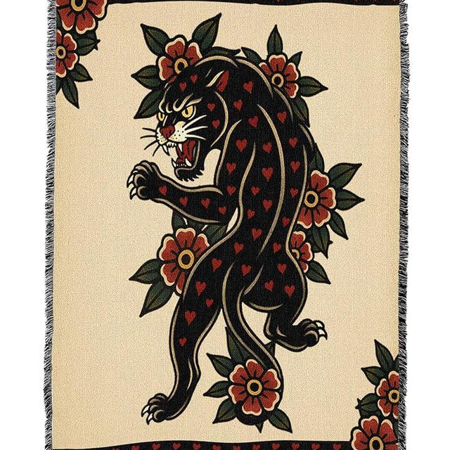 Pure Country Weavers Heart Breaker - Tattoo Design - Tapestry Throw Blanket Woven from Cotton - Made in The USA (50x60)