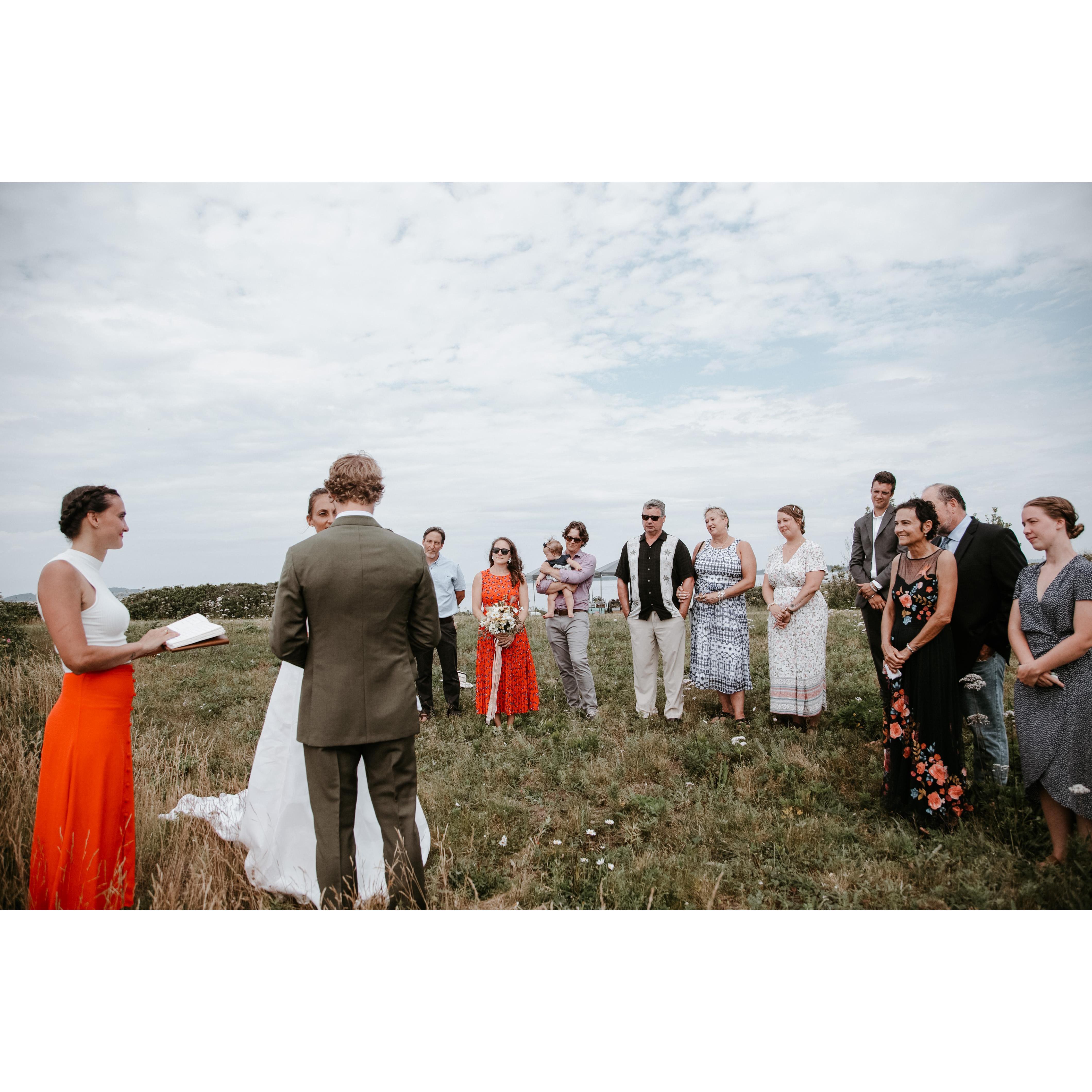 Alex led us in ceremony that the three of us wrote together this summer. The ceremony was written into a leather binder.