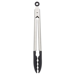 KitchenAid Silicone Tipped Stainless Steel Tongs, 12 Inch, Black