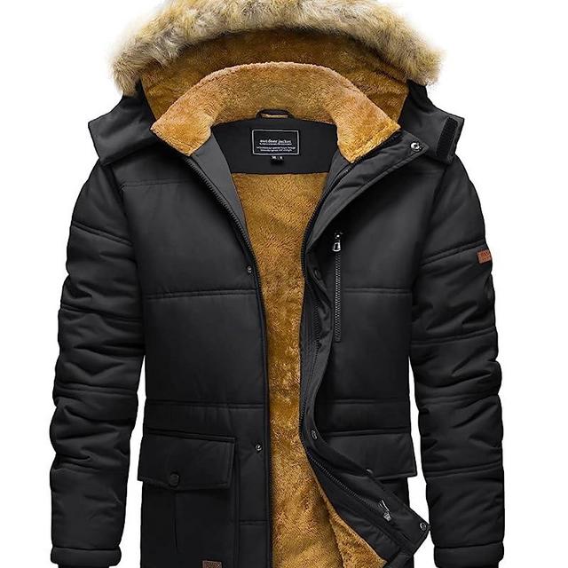 TACVASEN Men's Winter Jacket with Hood Water Repellent Windproof Thicken Parka Snow Ski Coat