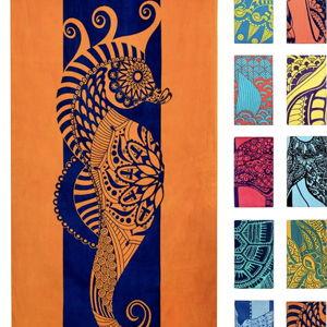 Nova Blue Seahorse Beach Towel – Extra Large, XL (34”x 63”)
