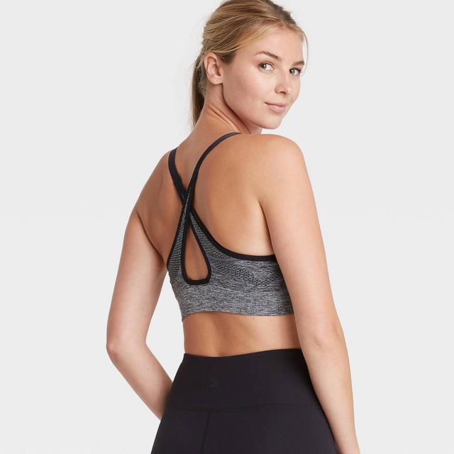 Women's Low Support Open Work Seamless Bra - All in Motion™ Charcoal Heather XL