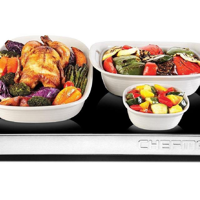 Chefman Electric Warming Tray with Adjustable Temperature Control, Perfect For Buffets, Restaurants, Parties, Events, Home Dinners, Glass Top Large 21&quot; x 16&quot; Surface Keeps Food Hot - Black
