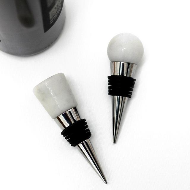 Marble Wine Stoppers, bridesmaid gifts, wedding favors, wine favors, set of 2, wine accessories, bottle stopper, barware gift, natural stone