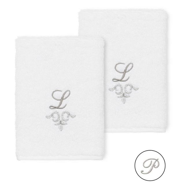 Set of 2 Monogrammed Washcloths White/P - Linum Home Textiles