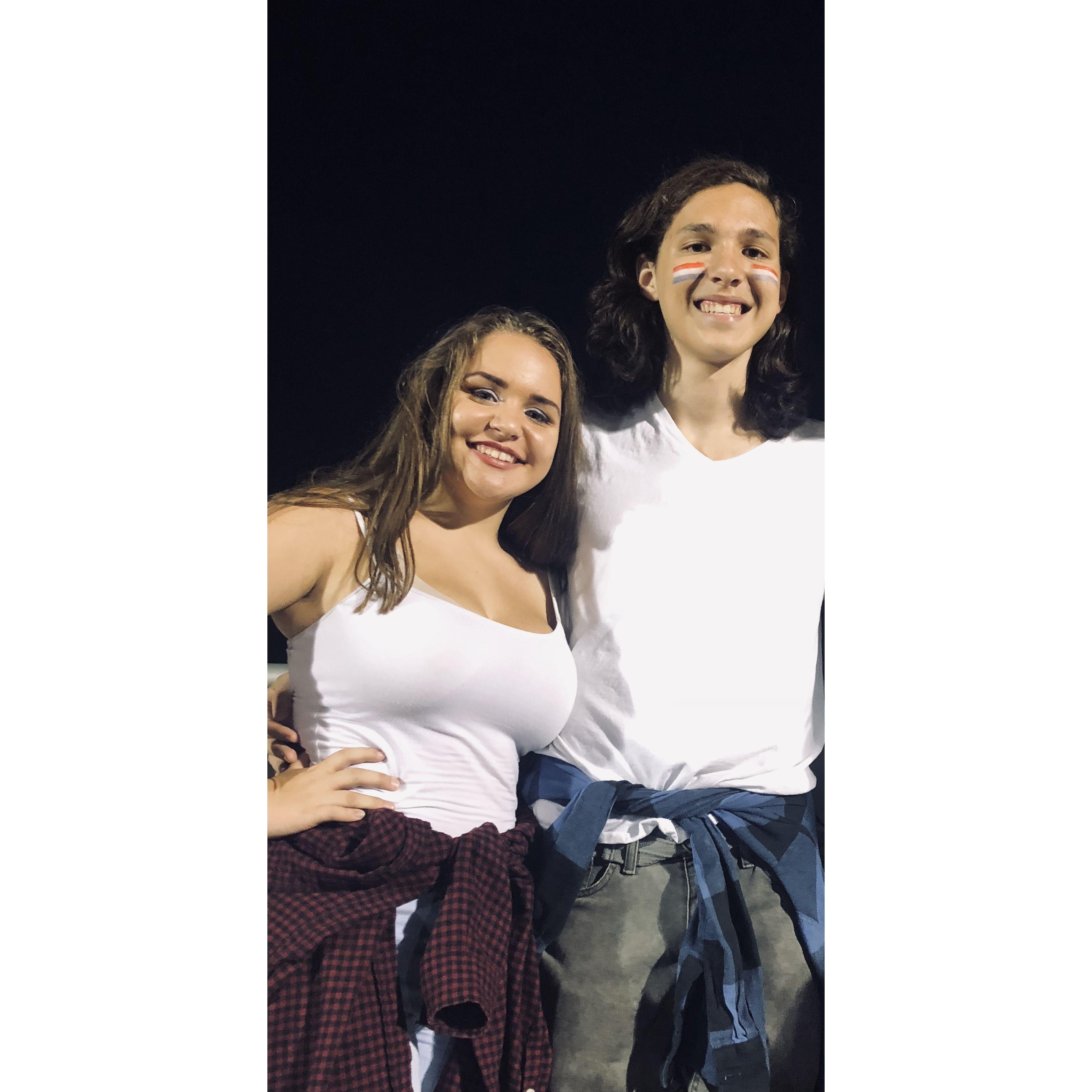 us at a football game